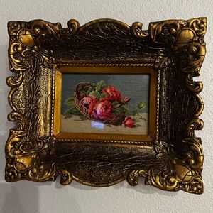 Wiehler Wall Decor Wiehler Gobelin Roses Needlepoint Art 1980’sColor: Gold/Red
